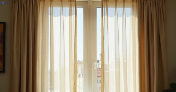 Dull dusty drapes in neranwood before professional cleaning